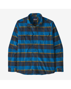 Patagonia m's canyonite flannel shirt cliff's edge endless blue camicia flanella