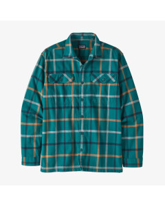 Patagonia l/s organic cotton midweight fjord flannel shirt brisk dark borealis green