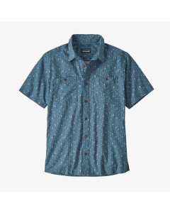 Patagonia back step shirt swamp stamp multi pigeon blue