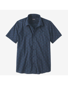 Patagonia m's go to shirt flying climb tidepool blue camicia