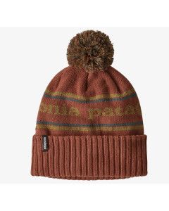 Patagonia powder town beanie park stripe knit spanish red